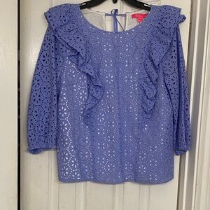 Lilly Pulitzer Lavender Eyelet Ruffle Top